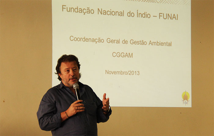 Jaime Siqueira, coordenador geral da CCGAM/Funai, falando sobre a PNGATI. Foto: ºAndreza Andrade/Projeto GATI/Funai